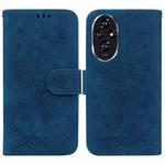 For Honor 200 Butterfly Rose Embossed Leather Phone Case(Blue)