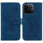 For Honor Play 60 Plus Butterfly Rose Embossed Leather Phone Case(Blue)