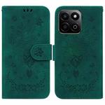 For Honor Play 60 Plus Butterfly Rose Embossed Leather Phone Case(Green)