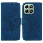 For Honor X6b Butterfly Rose Embossed Leather Phone Case(Blue)