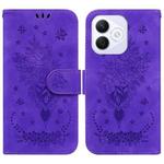 For Honor X60i Butterfly Rose Embossed Leather Phone Case(Purple)