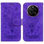 For Honor Magic7 Butterfly Rose Embossed Leather Phone Case(Purple)