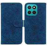 For Honor X8c 4G Butterfly Rose Embossed Leather Phone Case(Blue)