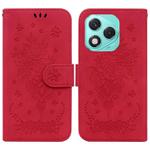For Honor 400 Lite Butterfly Rose Embossed Leather Phone Case(Red)