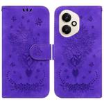 For Honor 400 Global 156.5mm Butterfly Rose Embossed Leather Phone Case(Purple)