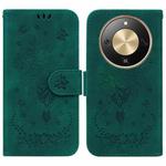 For Honor X70 5G Butterfly Rose Embossed Leather Phone Case(Green)