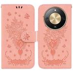For Honor X70 5G Butterfly Rose Embossed Leather Phone Case(Pink)