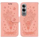 For OnePlus Nord CE4 5G Butterfly Rose Embossed Leather Phone Case(Pink)