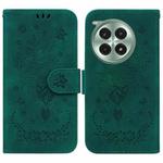 For OnePlus Ace 3 Pro Butterfly Rose Embossed Leather Phone Case(Green)