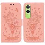 For OnePlus Nord CE4 Lite Butterfly Rose Embossed Leather Phone Case(Pink)