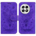 For OnePlus 13 Butterfly Rose Embossed Leather Phone Case(Purple)