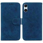 For Sony Xperia 10 VI Butterfly Rose Embossed Leather Phone Case(Blue)