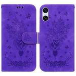 For Sony Xperia 10 VI Butterfly Rose Embossed Leather Phone Case(Purple)