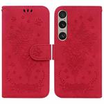 For Sony Xperia 1 VI Butterfly Rose Embossed Leather Phone Case(Red)