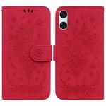 For Sony Xperia 5 VI Butterfly Rose Embossed Leather Phone Case(Red)