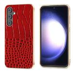 For Samsung Galaxy S23 FE 5G Nano Plating Genuine Leather Crocodile Pattern Phone Case(Red)