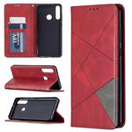 For Huawei Y6p Rhombus Texture Horizontal Flip Magnetic Leather Case with Holder & Card Slots & Wallet(Red)