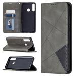 For Huawei Y6p Rhombus Texture Horizontal Flip Magnetic Leather Case with Holder & Card Slots & Wallet(Grey)