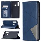 For Huawei Y6p Rhombus Texture Horizontal Flip Magnetic Leather Case with Holder & Card Slots & Wallet(Blue)