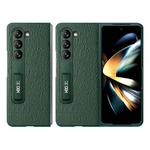 For Samsung Galaxy Z Fold5 HBC-209 Crocodile Texture Folding Phone Case with Stand(Green)