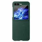 For Samsung Galaxy Z Flip5 HBC-212 Integrated Plain Leather Folding Phone Case(Green)