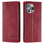 For iPhone 15 Pro Max TTUDRCH RFID Retro Texture Magnetic Leather Phone Case(Red)