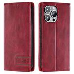 For iPhone 15 Pro TTUDRCH RFID Retro Texture Magnetic Leather Phone Case(Red)