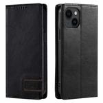 For iPhone 15 TTUDRCH RFID Retro Texture Magnetic Leather Phone Case(Black)