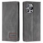 For iPhone 14 Pro TTUDRCH RFID Retro Texture Magnetic Leather Phone Case(Grey)