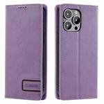 For iPhone 14 Pro TTUDRCH RFID Retro Texture Magnetic Leather Phone Case(Purple)