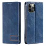 For iPhone 12 / 12 Pro TTUDRCH RFID Retro Texture Magnetic Leather Phone Case(Blue)