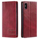 For iPhone X / XS TTUDRCH RFID Retro Texture Magnetic Leather Phone Case(Red)