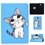 For Samsung Galaxy Tab A 10.1 (2016) T580 / T585 Voltage Painted Pattern Tablet PC Protective Leather Case with Bracket & Card Slots & Sleep / Wake-up & Anti-skid Strip(Blue Cat)
