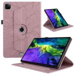 For iPad Pro 11 2022 / 2021 / 2020 Tree Life Embossed Rotation Leather Smart Tablet Case(Rose Gold)