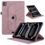 For iPad Pro 11 2024 Tree Life Embossed Rotation Leather Smart Tablet Case(Rose Gold)