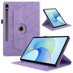 For Samsung Galaxy Tab S9 FE / S9 X510 Tree Life Embossed Rotation Leather Smart Tablet Case(Purple)