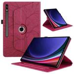 For Samsung Galaxy Tab S10 Ultra / S9 Ultra Tree Life Embossed Rotation Leather Tablet Case(Red)