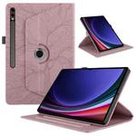 For Samsung Galaxy Tab S10 Ultra / S9 Ultra Tree Life Embossed Rotation Leather Tablet Case(Rose Gold)