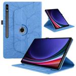 For Samsung Galaxy Tab S10 Ultra / S9 Ultra Tree Life Embossed Rotation Leather Tablet Case(Blue)