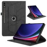 For Samsung Galaxy Tab S10 Ultra / S9 Ultra Tree Life Embossed Rotation Leather Tablet Case(Black)