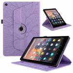 For Amazon Kindle Fire HD8 2015-2019 Tree Life Embossed Rotation Leather Tablet Case(Purple)