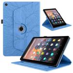 For Amazon Kindle Fire HD8 2015-2019 Tree Life Embossed Rotation Leather Tablet Case(Blue)