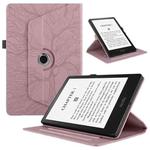 For Amazon Kindle Paperwhite 5 Tree Life Embossed Rotation Leather Smart Tablet Case(Rose Gold)