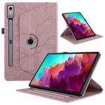 For Lenovo Tab P12 / Xiaoxin Pad Pro 12.7 Tree Life Embossed Rotation Leather Tablet Case(Rose Gold)