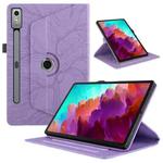 For Lenovo Tab P12 / Xiaoxin Pad Pro 12.7 Tree Life Embossed Rotation Leather Tablet Case(Purple)