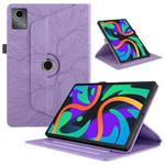 For Lenovo Tab M11 / Xiaoxin Pad 11 2024 Tree Life Embossed Rotation Leather Tablet Case(Purple)