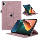 For Xiaomi Pad 5 / 5 Pro Tree Life Embossed Rotation Leather Smart Tablet Case(Rose Gold)