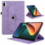 For Xiaomi Pad 5 / 5 Pro Tree Life Embossed Rotation Leather Smart Tablet Case(Purple)