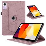 For Xiaomi Redmi Pad SE Tree Life Embossed Rotation Leather Smart Tablet Case(Rose Gold)