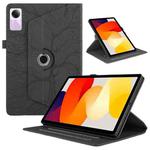 For Xiaomi Redmi Pad SE 11 Tree Life Embossed Rotation Leather Smart Tablet Case(Black)